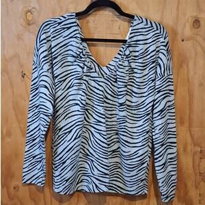Maeve by Anthropologie Shirt Women's Medium Zebra Animal Print Mobwife Glamorous